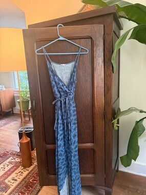 Blue Floral Wrap Wrap Dress (L)